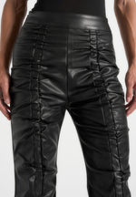 Leather Ruched Trousers - Black