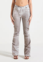 denim-effect-tacked-fit-and-flare-jeans-brown-white
