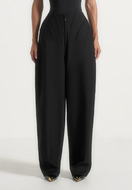 rena-high-waisted-corset-sculptural-pants-black