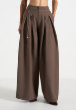 flora-box-pleat-wide-leg-belted-trousers-brown