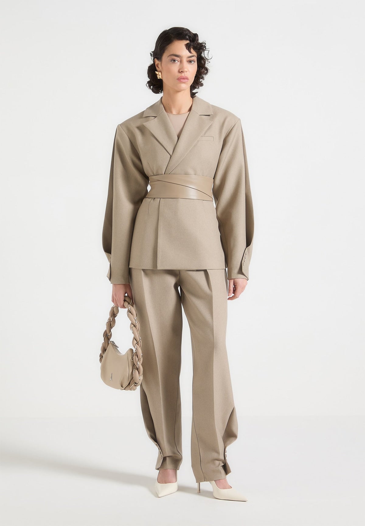 Sophie - Twist Leg Tailored Pants - Beige