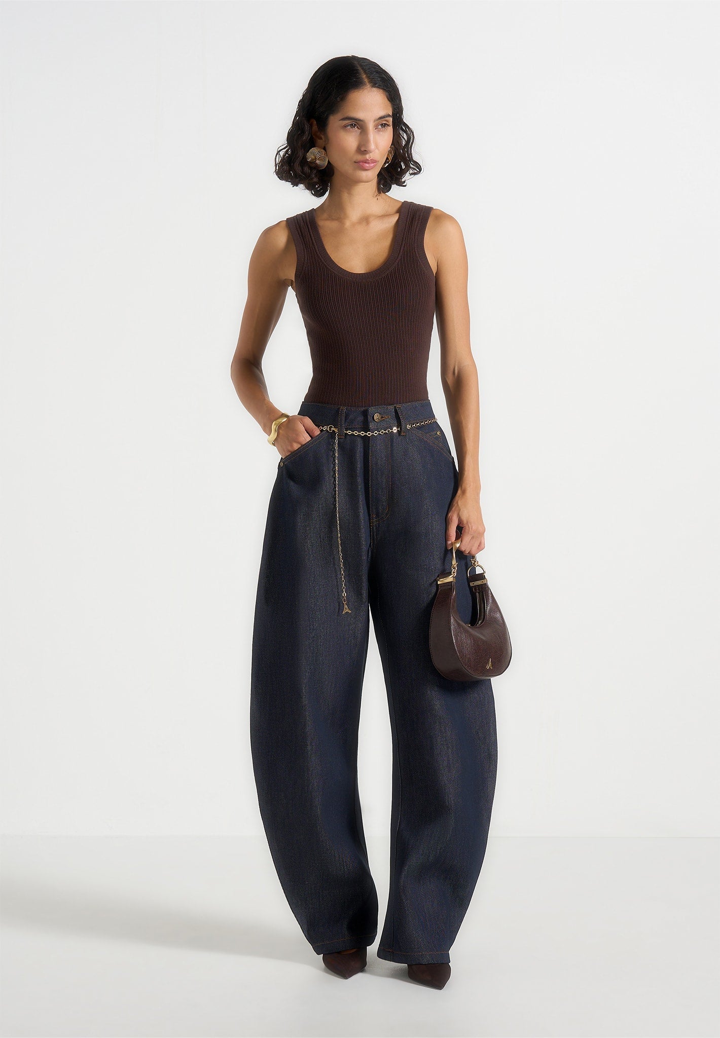 Enora - Hourglass Jean With Chain - Indigo