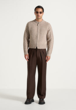 gaby-speckled-cable-knit-zip-cardigan-beige