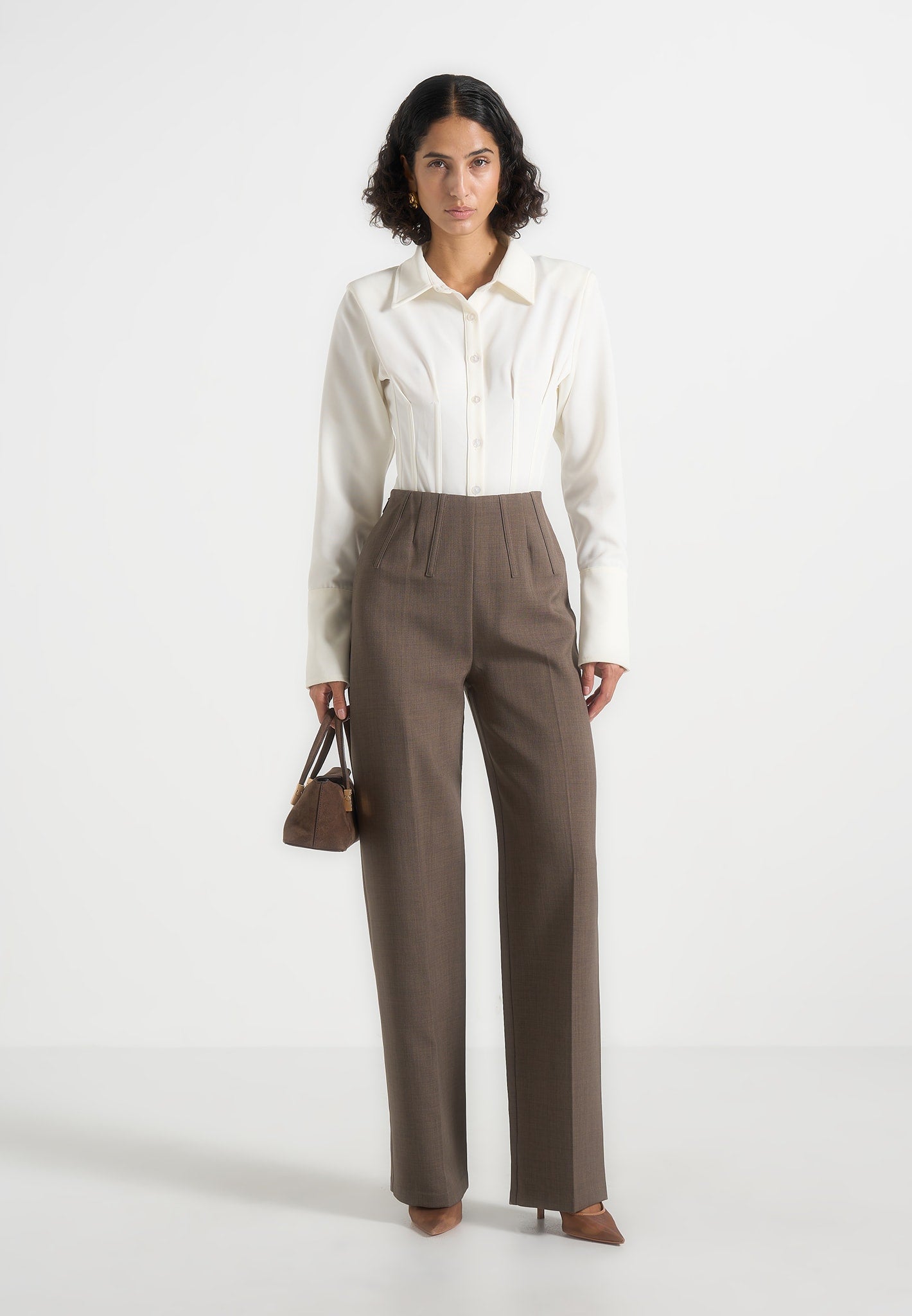 Rafaela - Corset Waist Tailored Trousers - Beige 
