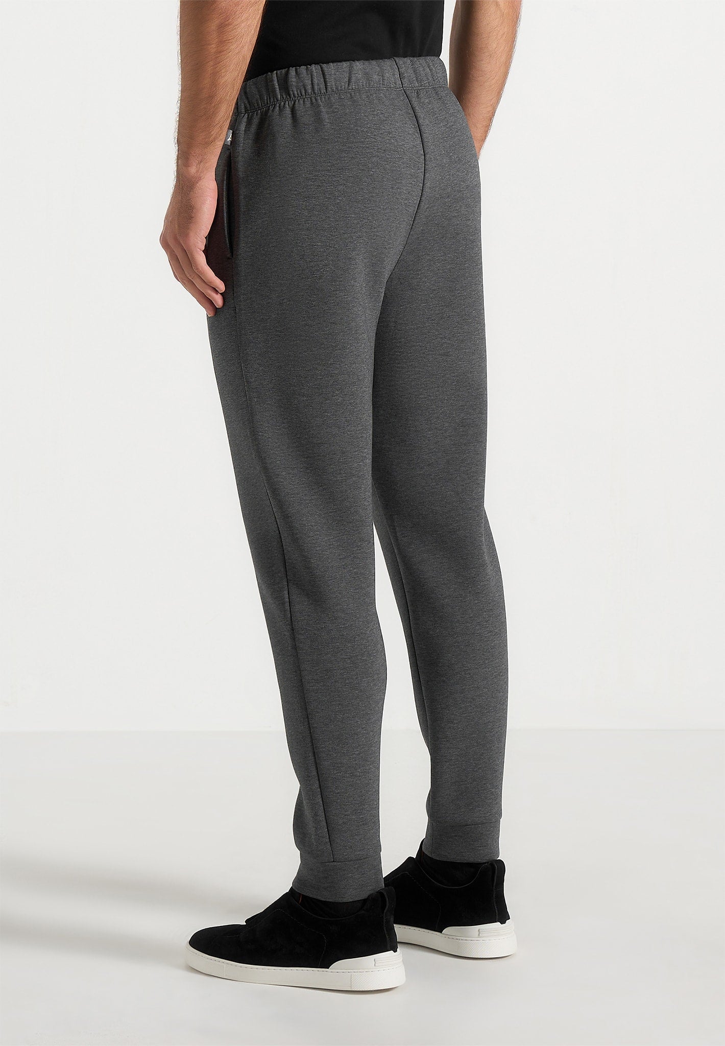 Dion - Neoprene Minimal Tapered Fit Cuffed Joggers - Charcoal Grey