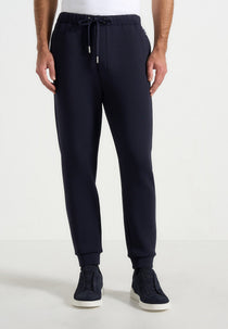 JS008 - Neoprene Minimal Tapered Fit Cuffed Joggers - Navy