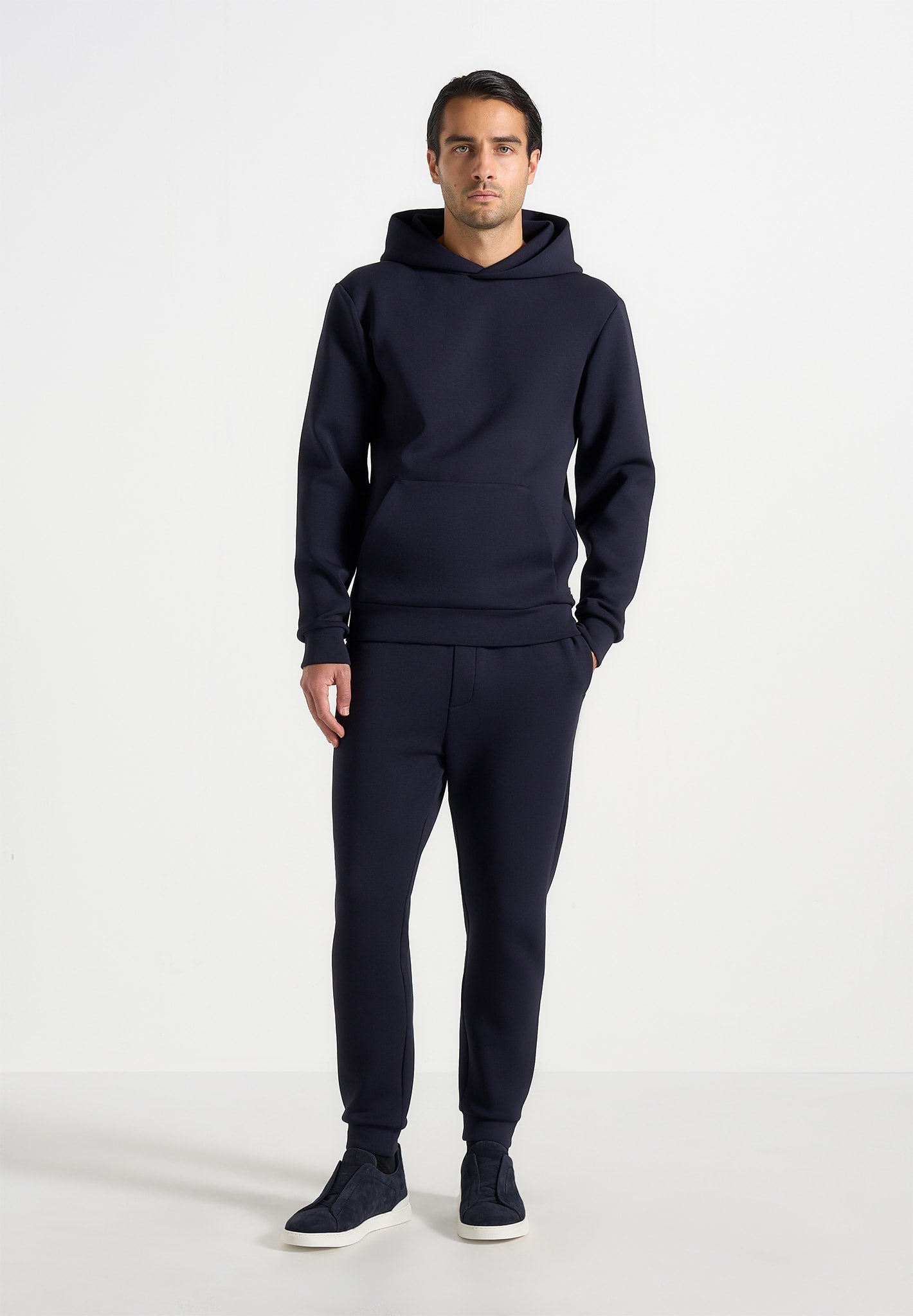 Dion - Neoprene Minimal Tapered Fit Cuffed Joggers - Navy