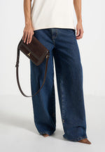 Misha - Suede & Leather Crossbody Bag - Brown