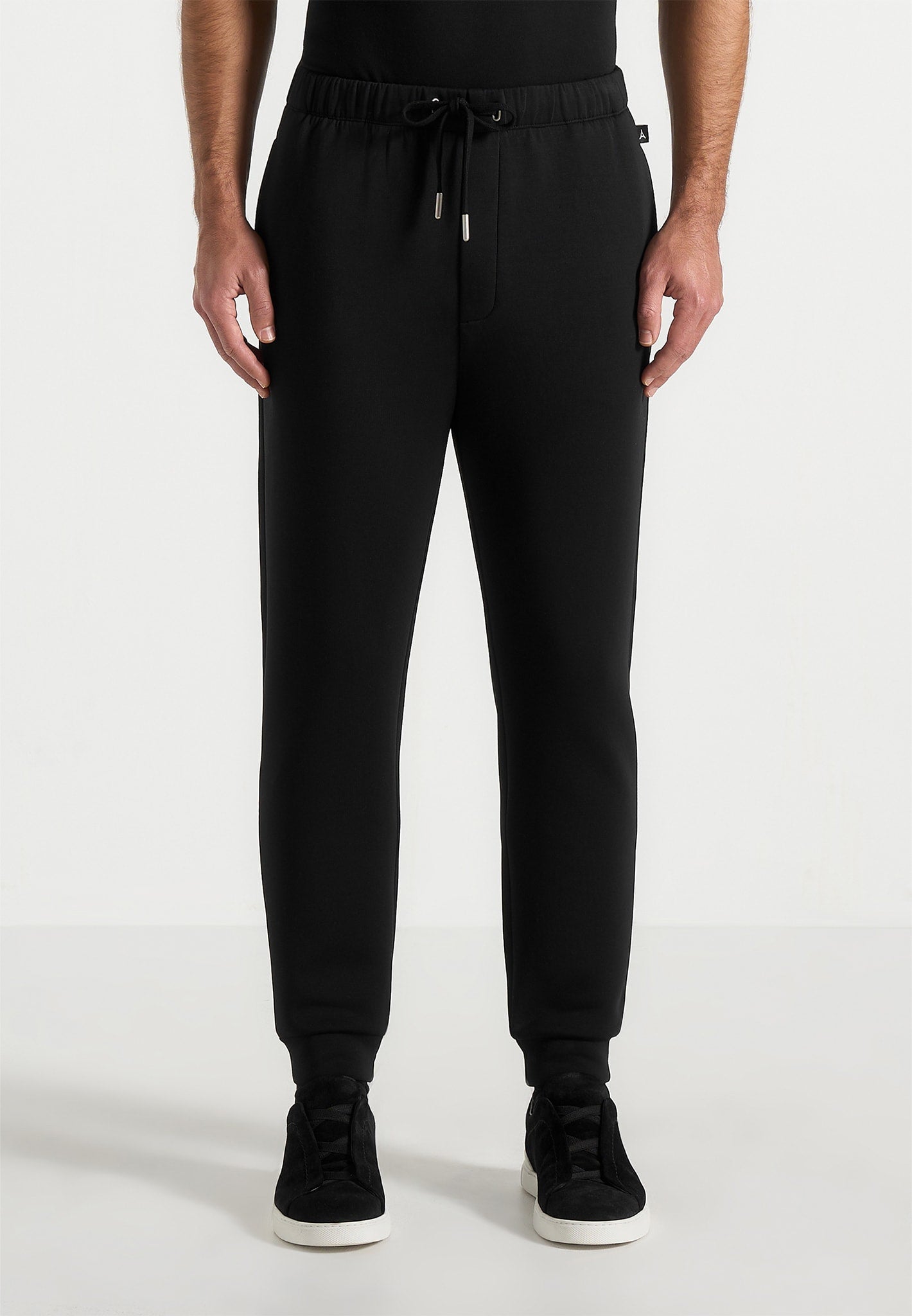 Dion - Neoprene Minimal Tapered Fit Cuffed Joggers - Black