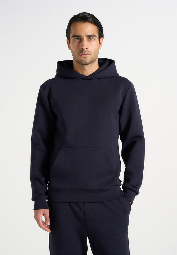 Drew - Neoprene Minimal Regular Fit Hoodie - Navy