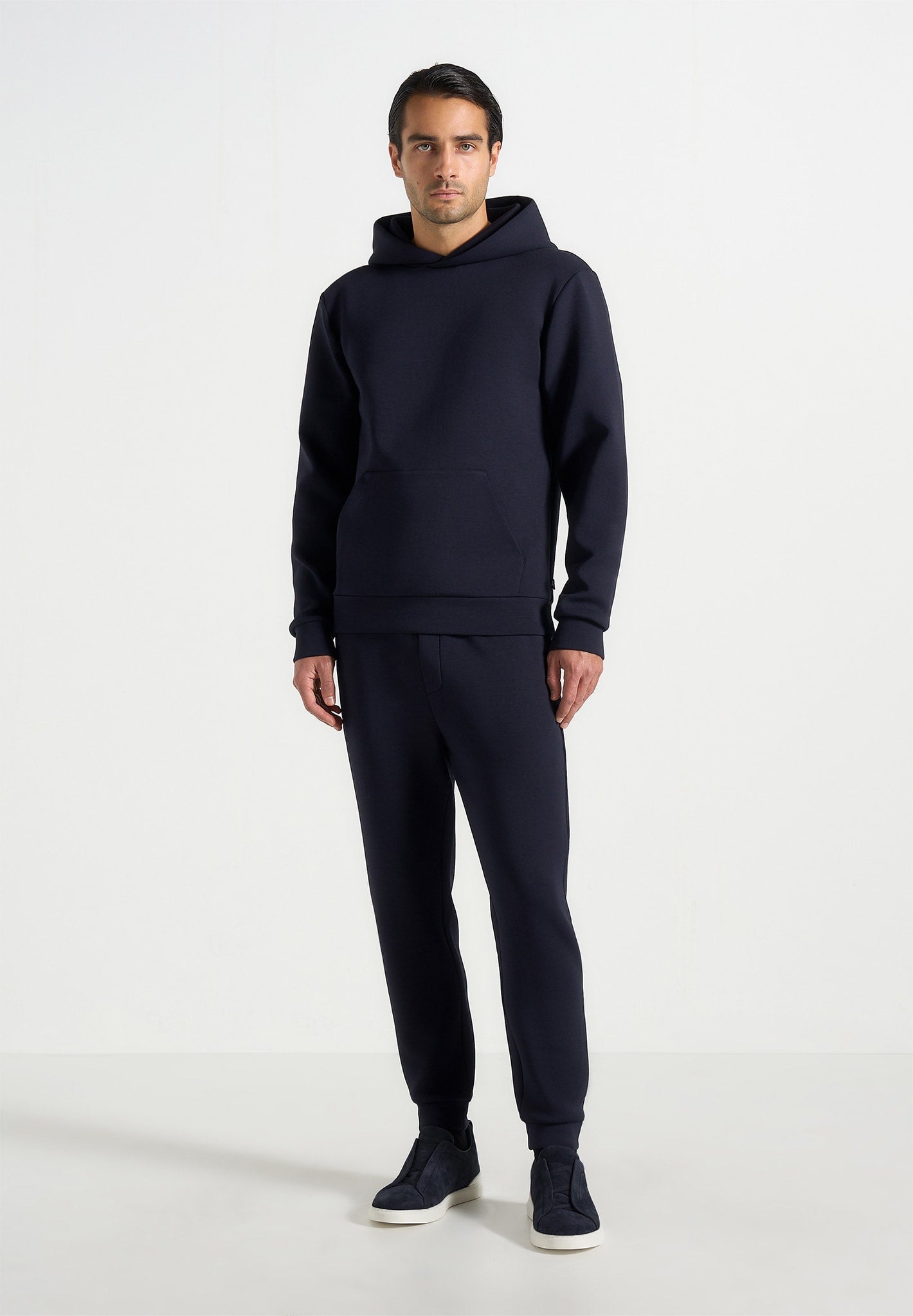 Drew - Neoprene Minimal Regular Fit Hoodie - Navy