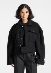 Boxy Boucle Jacket - Black