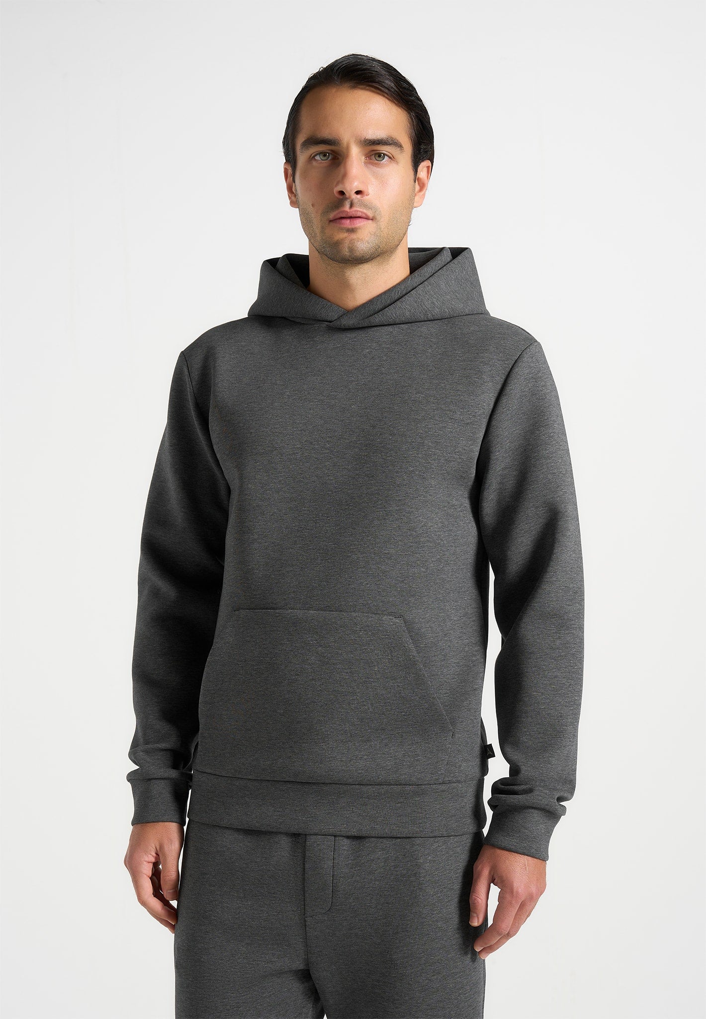 Drew - Neoprene Minimal Regular Fit Hoodie - Charcoal Grey