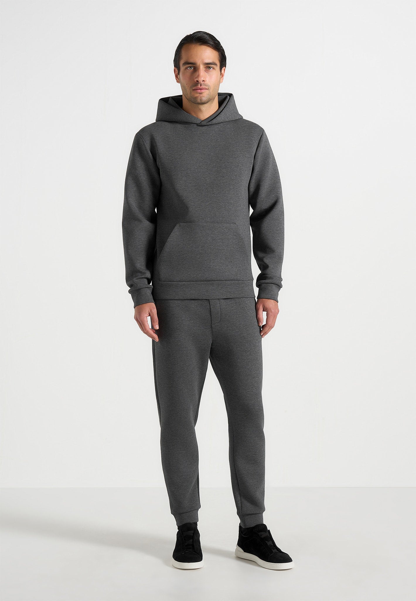 Drew - Neoprene Minimal Regular Fit Hoodie - Charcoal Grey