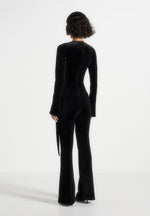 Solel - Velour Wrap Jumpsuit - Black