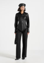 vegan-leather-angled-shirt-black