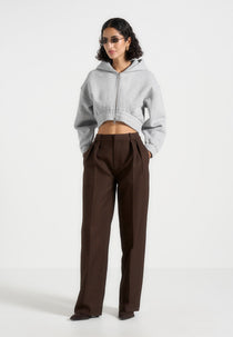Josiane - Relaxed Zip Through Hoodie - Grey