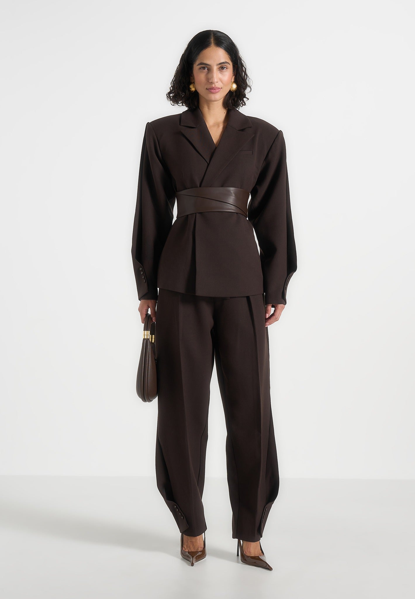 marie-twist-sleeve-tailored-blazer-with-belt-brown