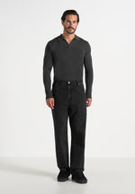 Lois - Merino Wool Long Sleeve Revere Polo Shirt - Grey