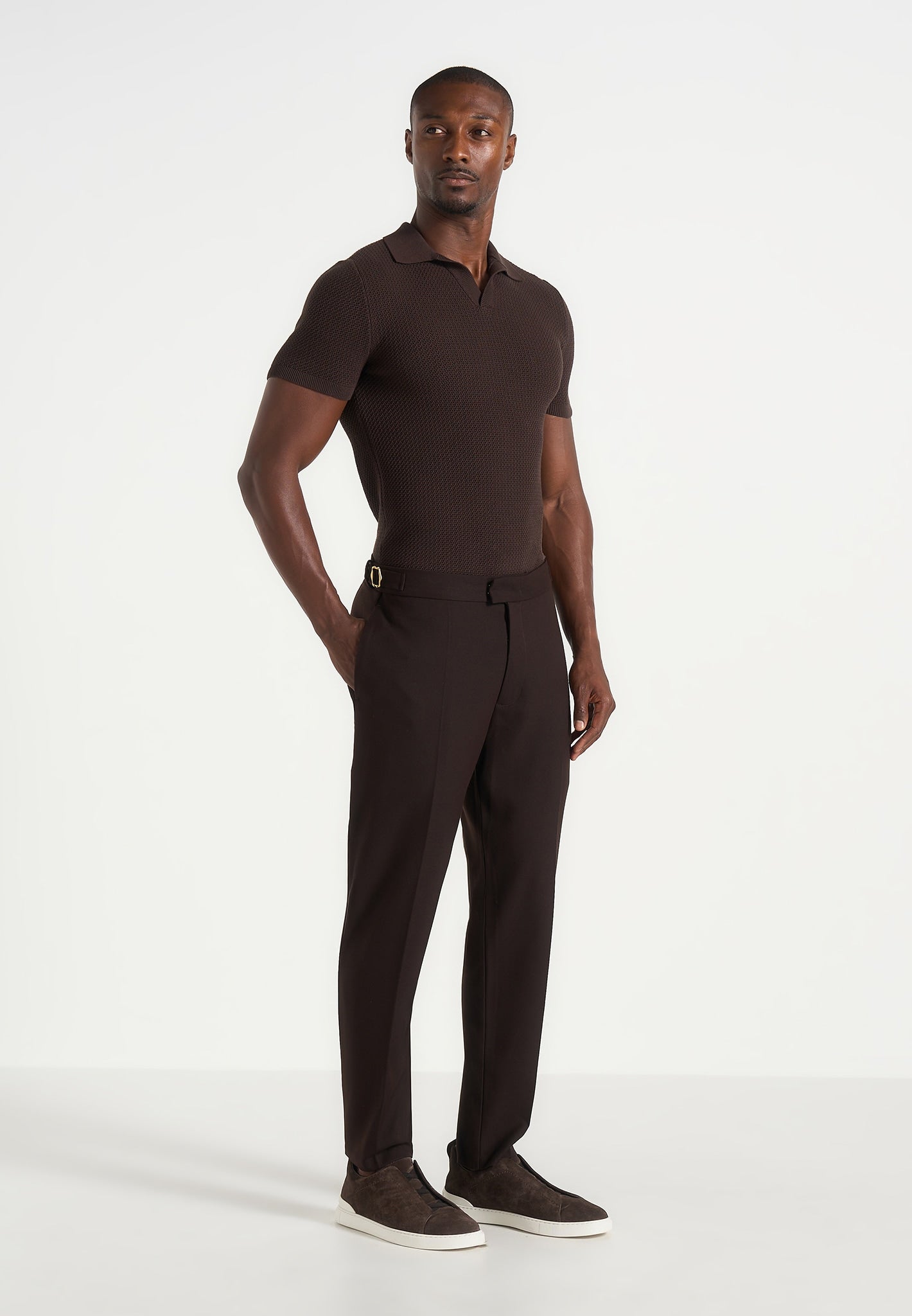 Hubert - Slim Fit Tailored Wool-Blend Pants - Brown