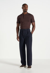 Dorian - Pinstripe Wool Pleated Pants - Navy