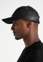 Lou - Leather Cap - Black