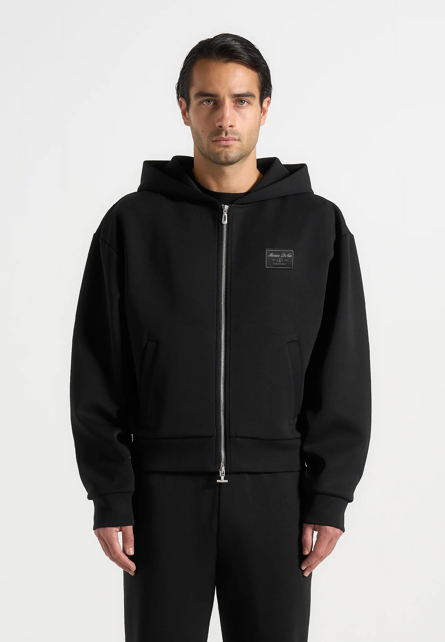 ray-unisex-neoprene-cropped-zip-hoodie-black