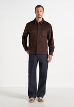 Andy - Unisex Suede Long Sleeve Shirt - Brown