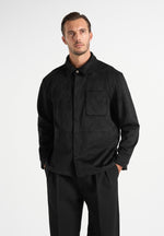 Andy - Unisex Suede Long Sleeve Shirt - Black