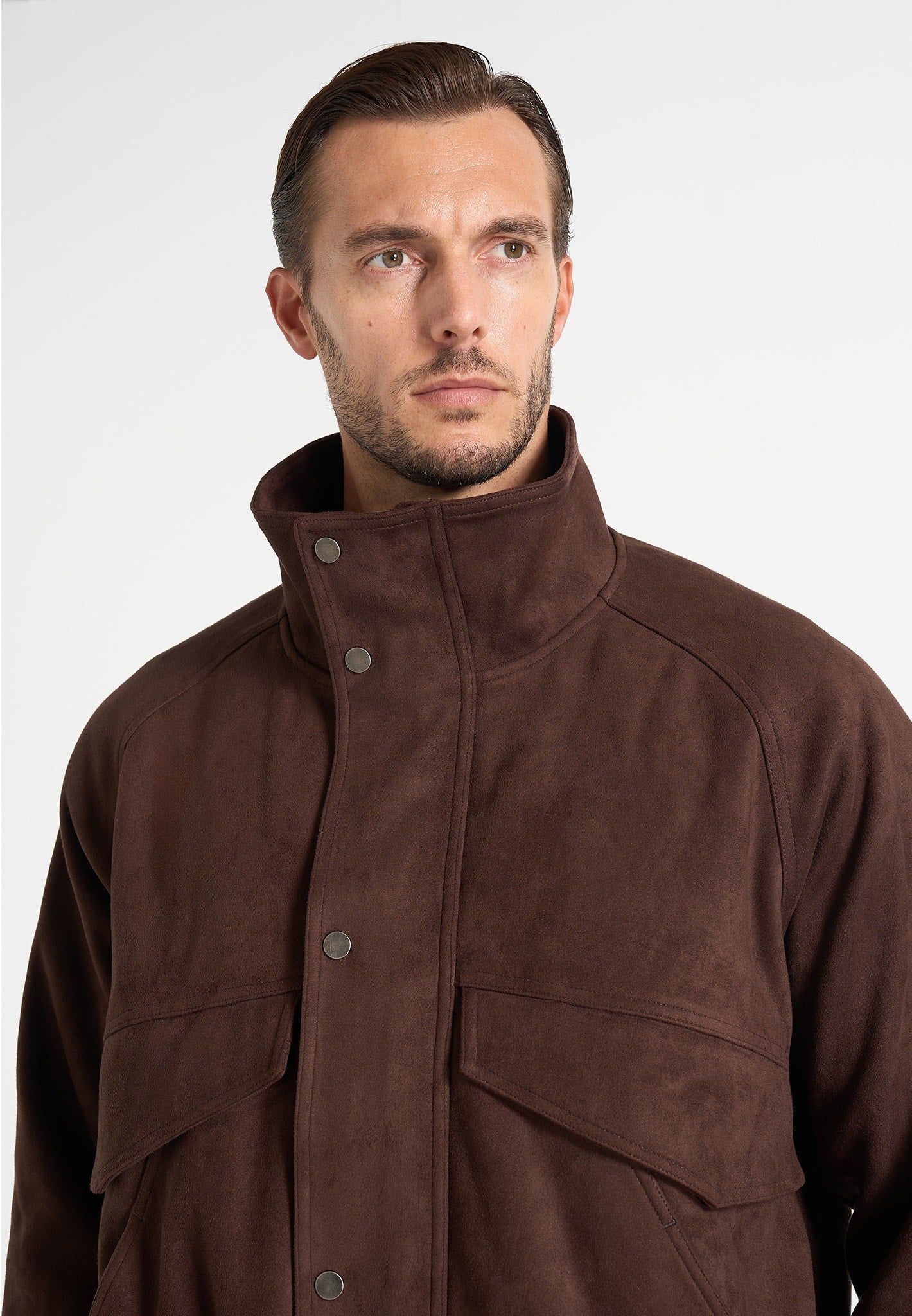romain-unisex-funnel-neck-suede-relaxed-bomber-jacket