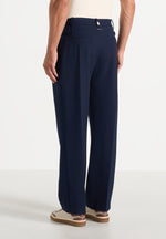 Pierre - Twin Pleat Tailored Pants - Navy