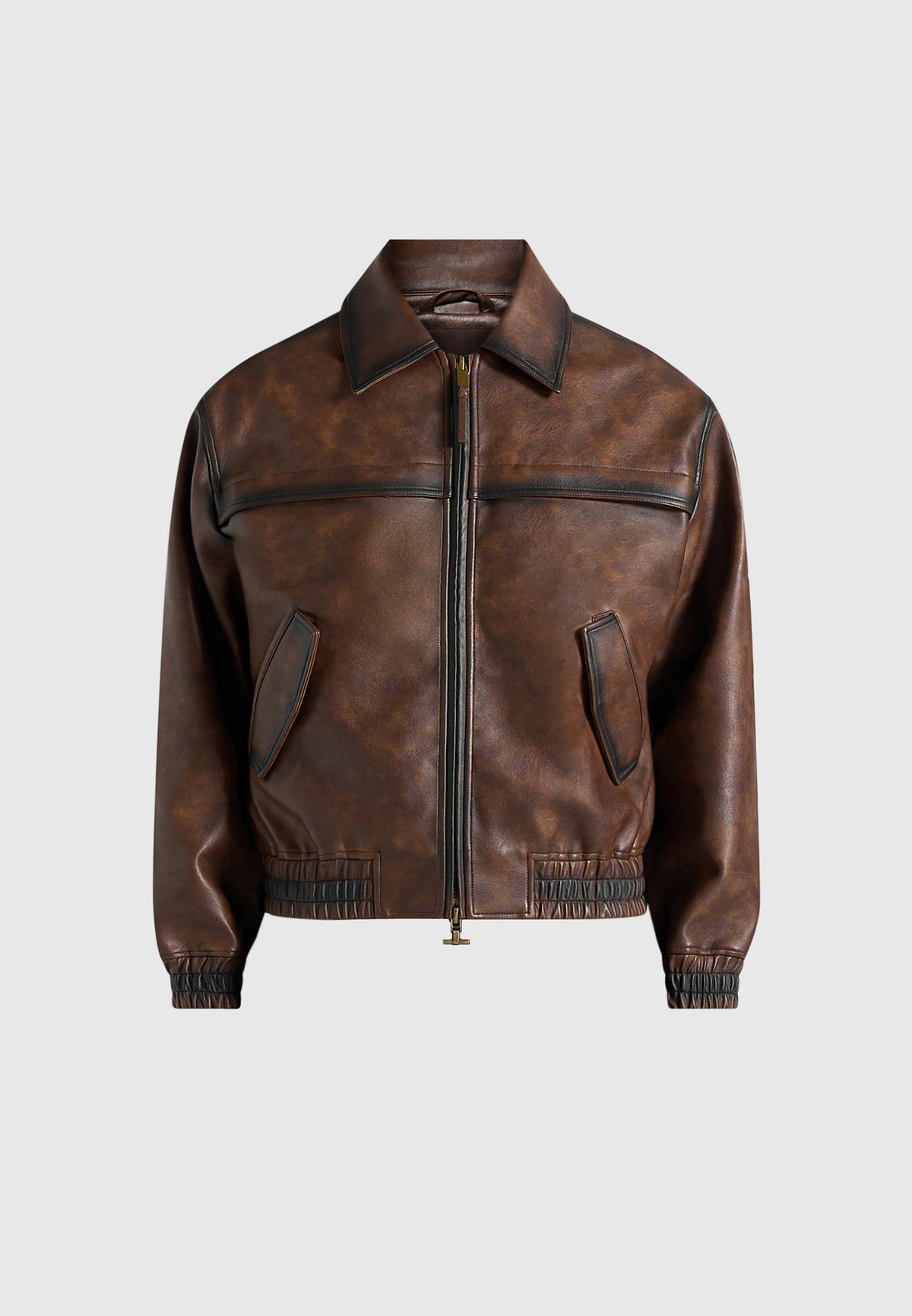 Clint - Vintage Leather Bomber Jacket - Brown