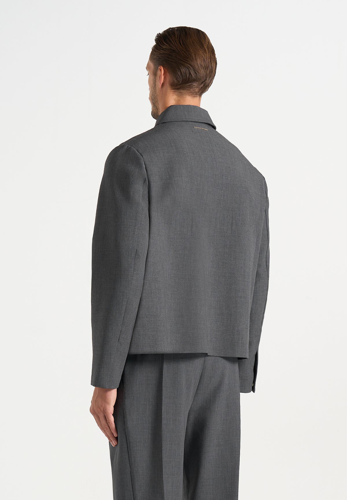 Bram - Minimal Tailored Wool-Blend Jacket - Charcoal Grey
