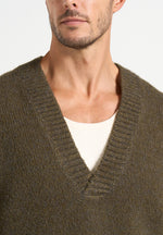 Chad - V-Neck Wool-Blend Knit Jumper - Olive