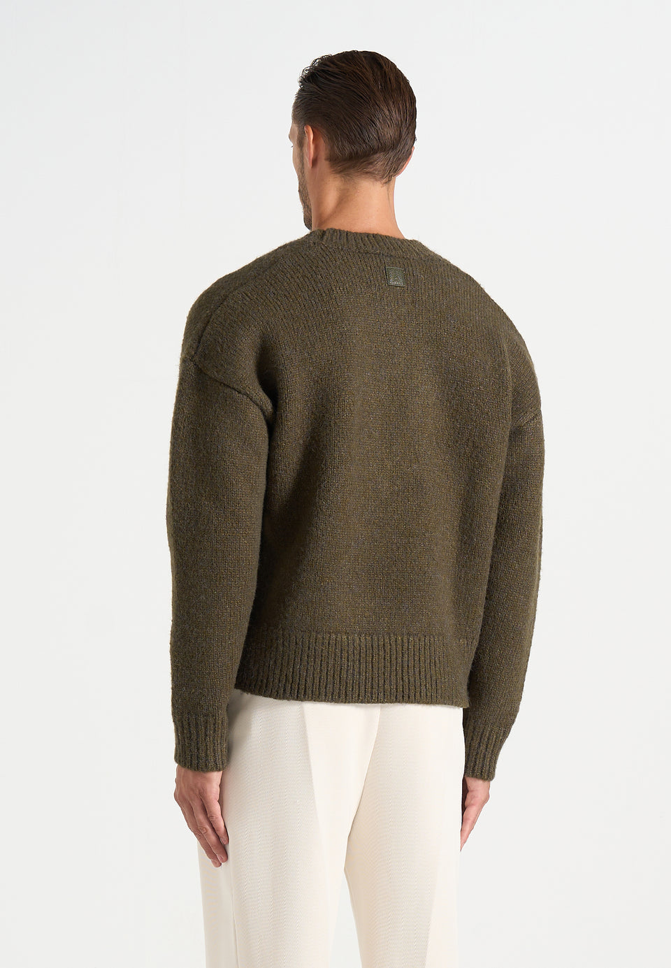 Chad - V-Neck Wool-Blend Knit Jumper - Olive