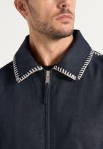 Alex - Whipstitch Boxy Denim Jacket - Indigo