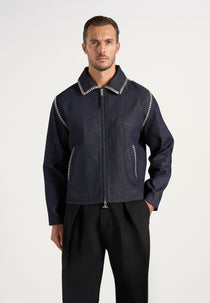 Alex - Whipstitch Boxy Denim Jacket - Indigo