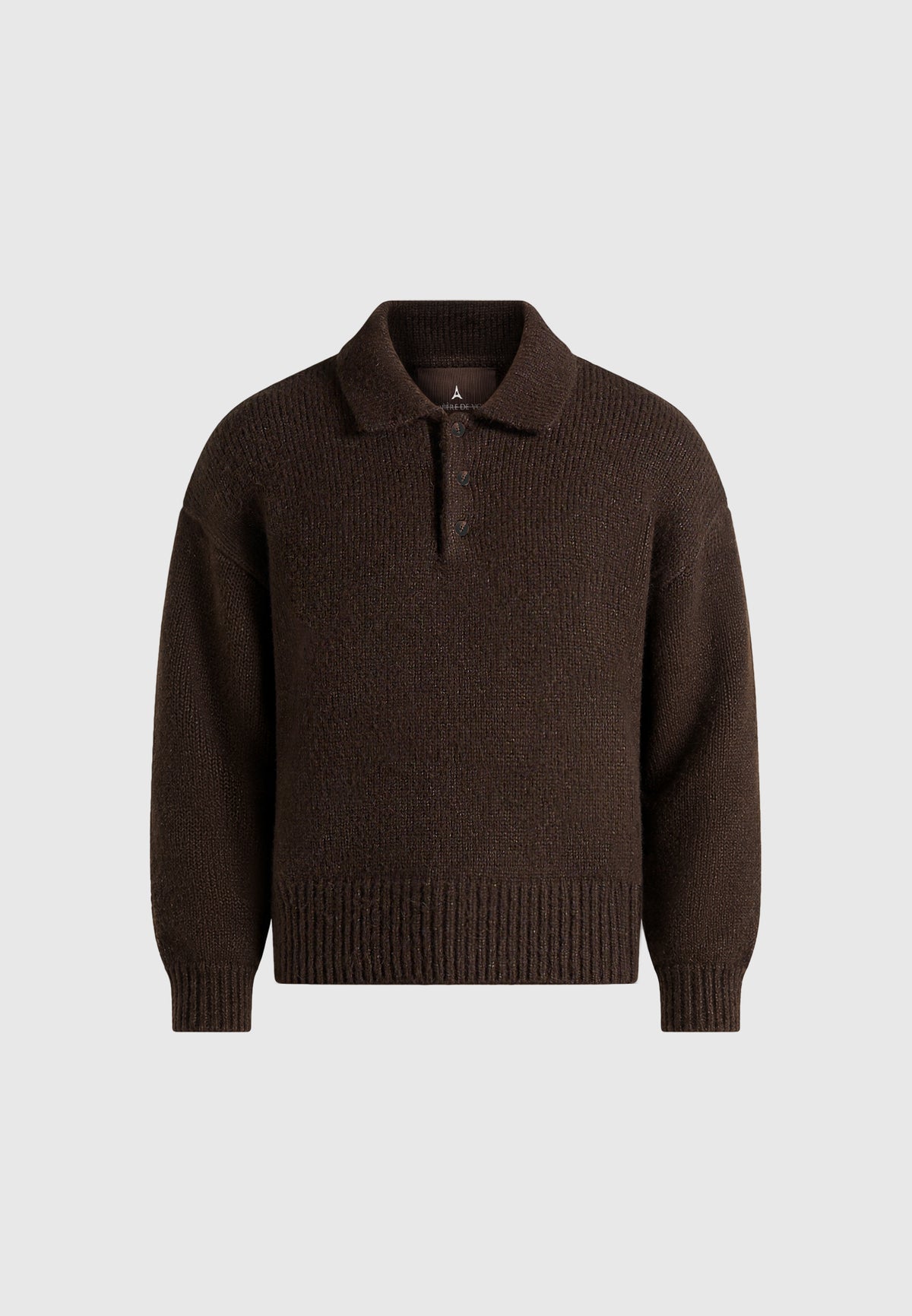 Finn - Brushed Wool-Blend Polo Knit Jumper - Brown