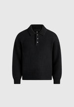 Finn - Brushed Wool-Blend Polo Knit Jumper - Black