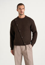 Theo - Asymmetric Brushed Wool-Blend Knit Jumper - Brown