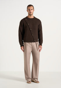 Theo - Asymmetric Brushed Wool-Blend Knit Jumper - Brown