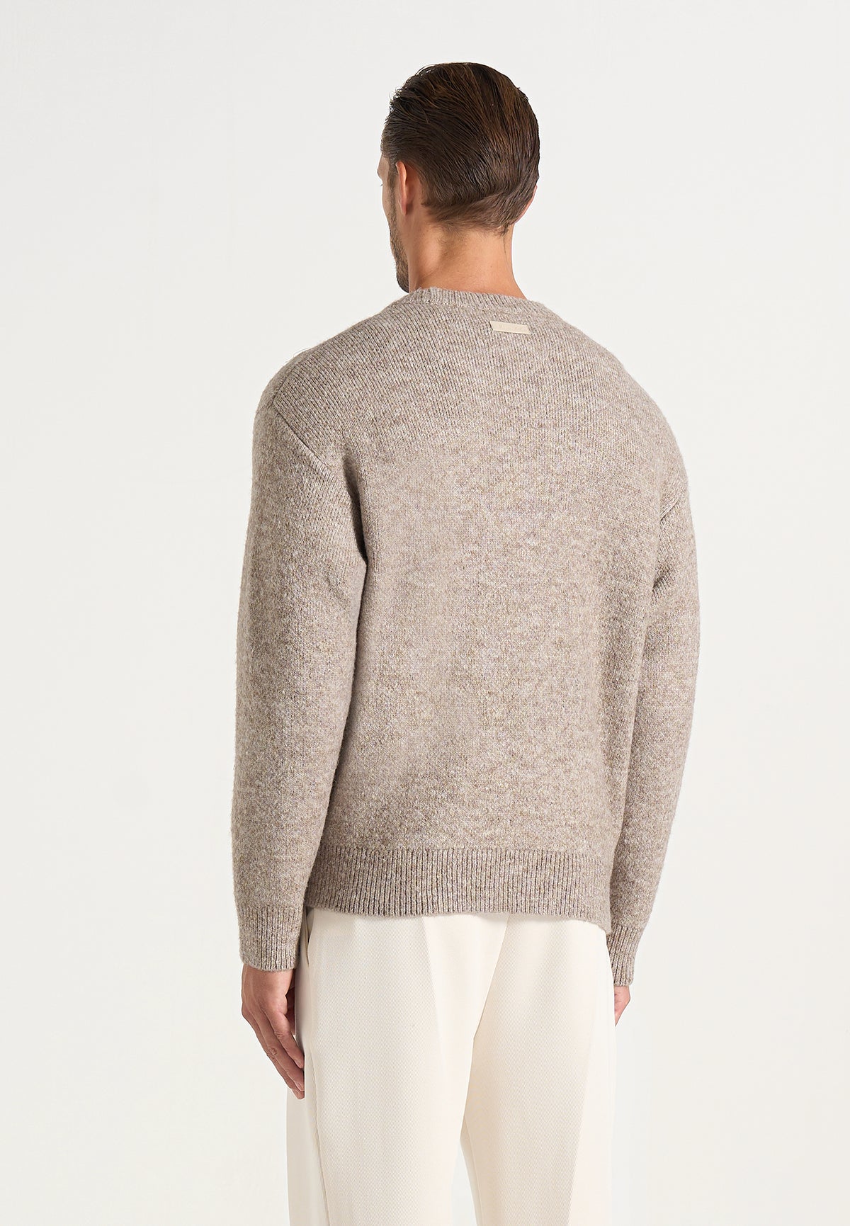 Theo - Asymmetric Brushed Wool-Blend Knit Jumper - Taupe