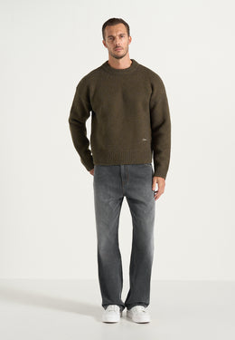 KW001 - Brushed Wool-Blend Knit Signature Jumper - Olive