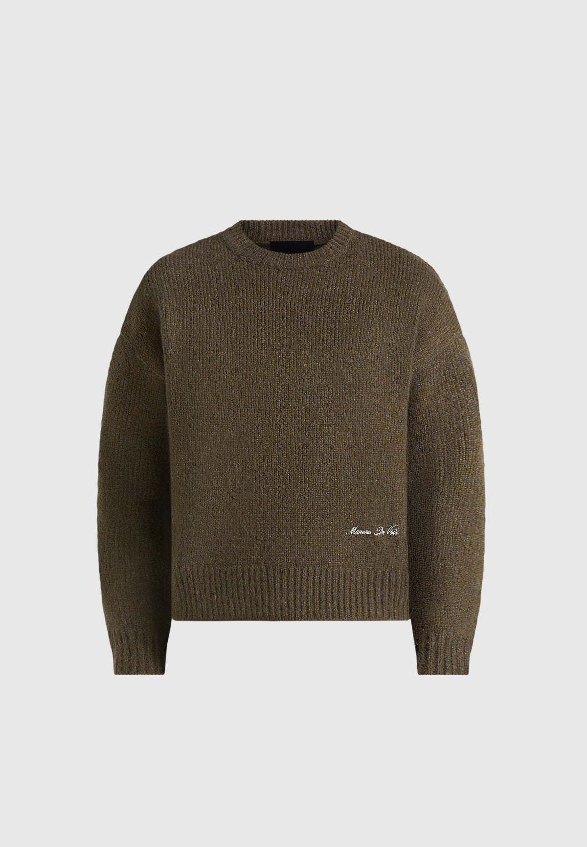 KW001 - Brushed Wool-Blend Knit Signature Jumper - Olive
