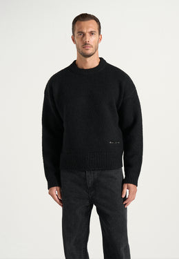 KW001 - Brushed Wool-Blend Knit Signature Jumper - Black