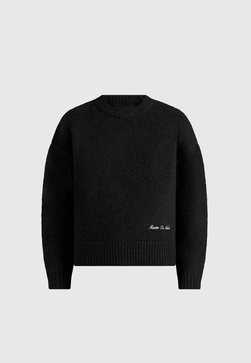 KW001 - Brushed Wool-Blend Knit Signature Jumper - Black