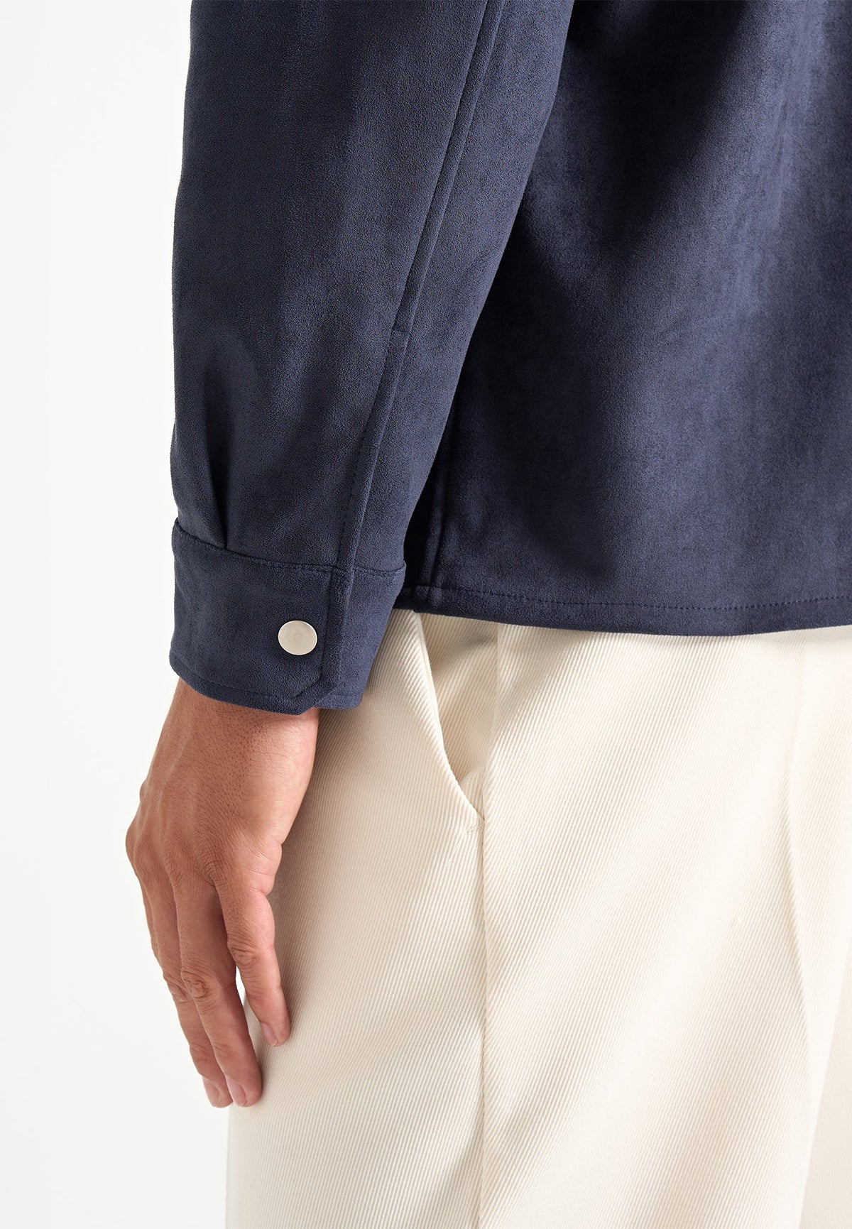 Andy - Unisex Suede Long Sleeve Shirt - Navy
