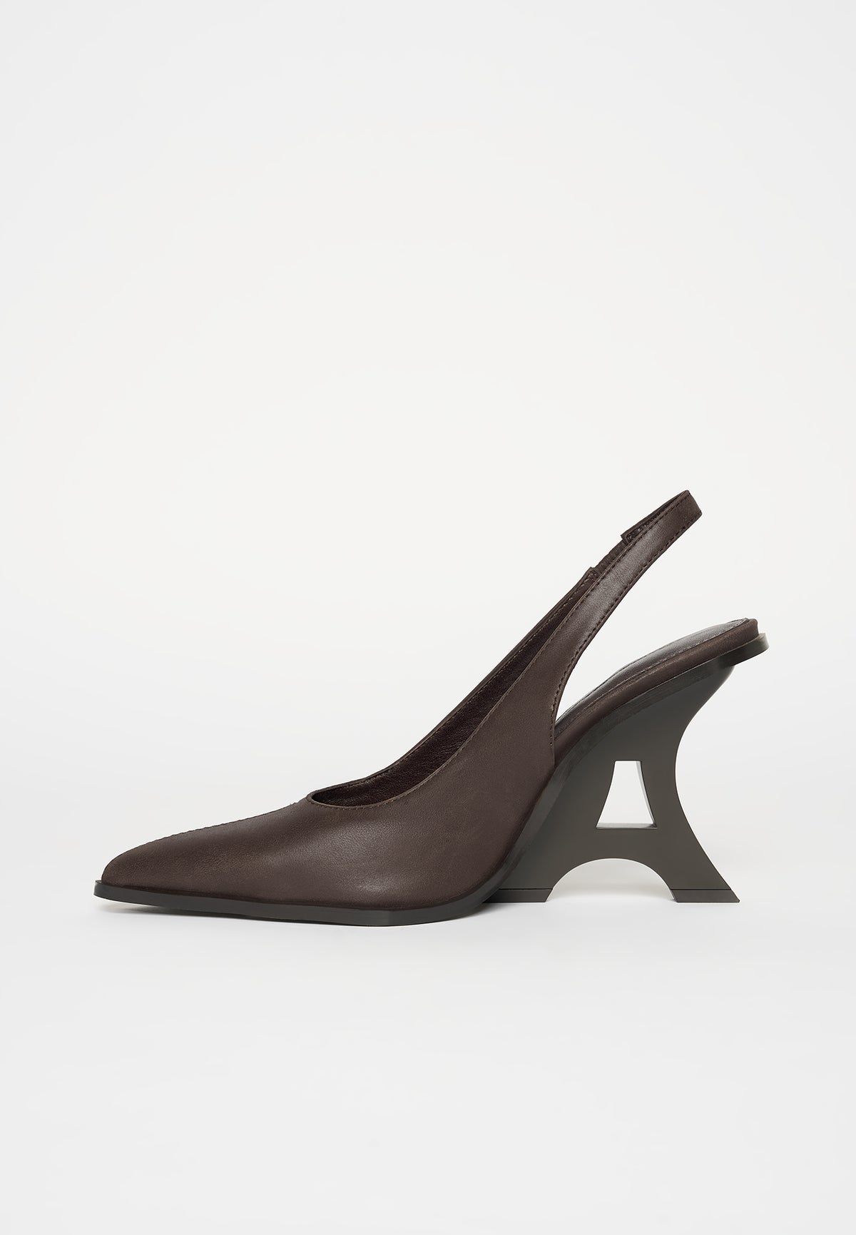 Sling Back Eiffel Heel - Brown