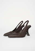 Sling Back Eiffel Heel - Brown