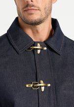 Nino - Unisex Clasp Detail Contrast Stitch Denim Jacket - Indigo